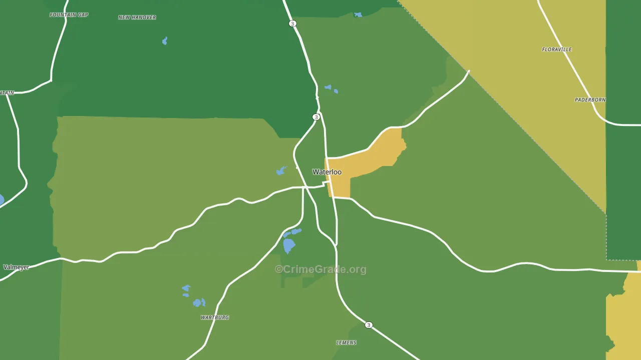 Waterloo, IL Map of Vandalism Rates