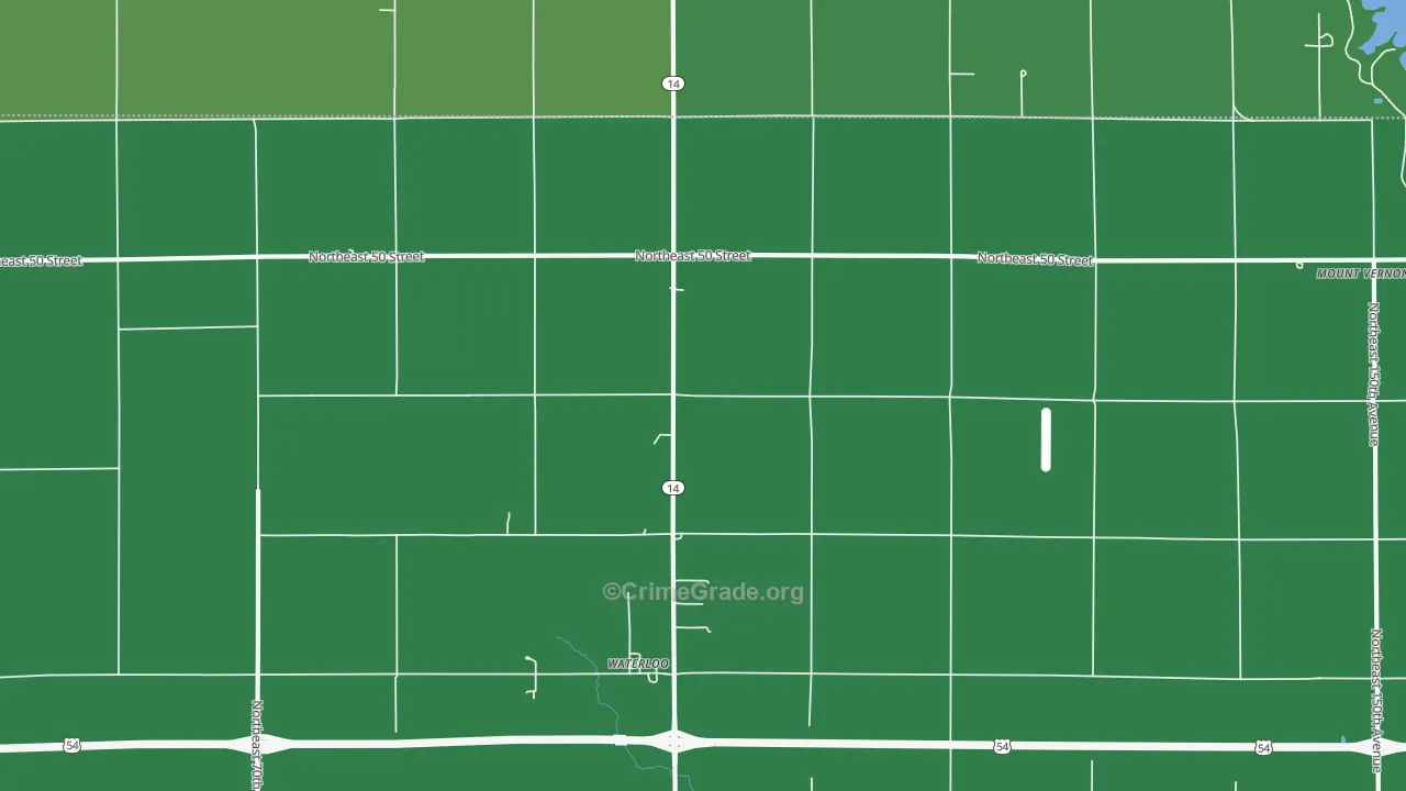 Waterloo, KS Map of Vandalism Rates