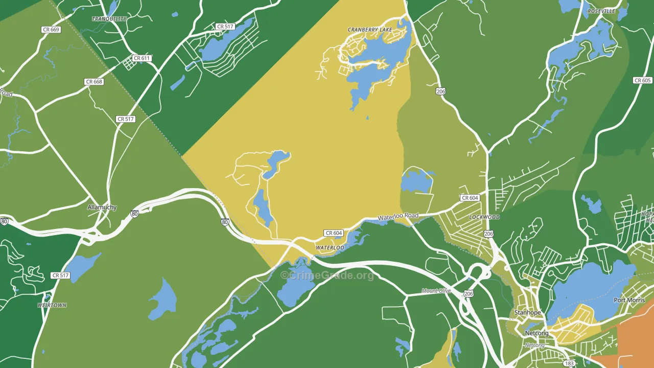 Waterloo, NJ Map of Vandalism Rates