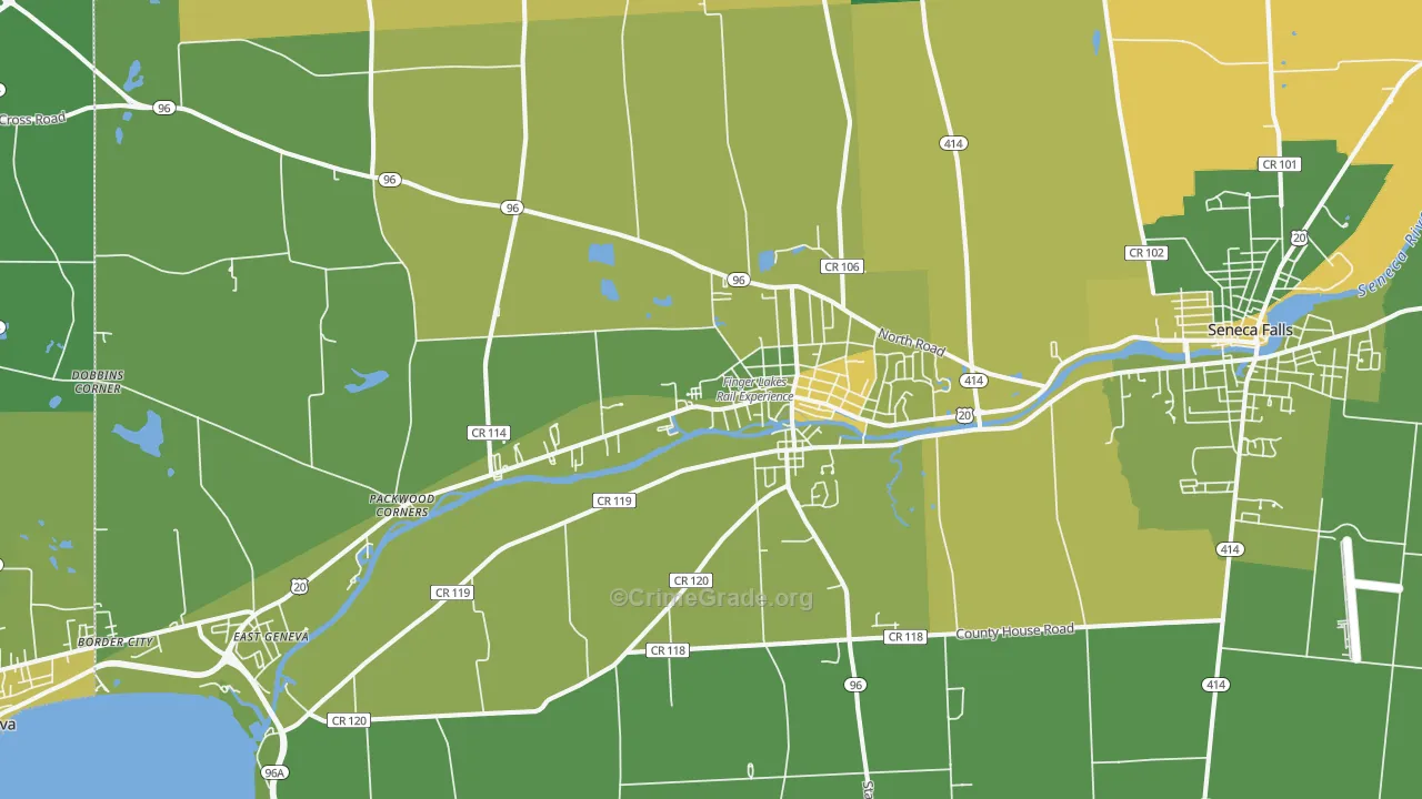 Waterloo, NY Map of Vandalism Rates
