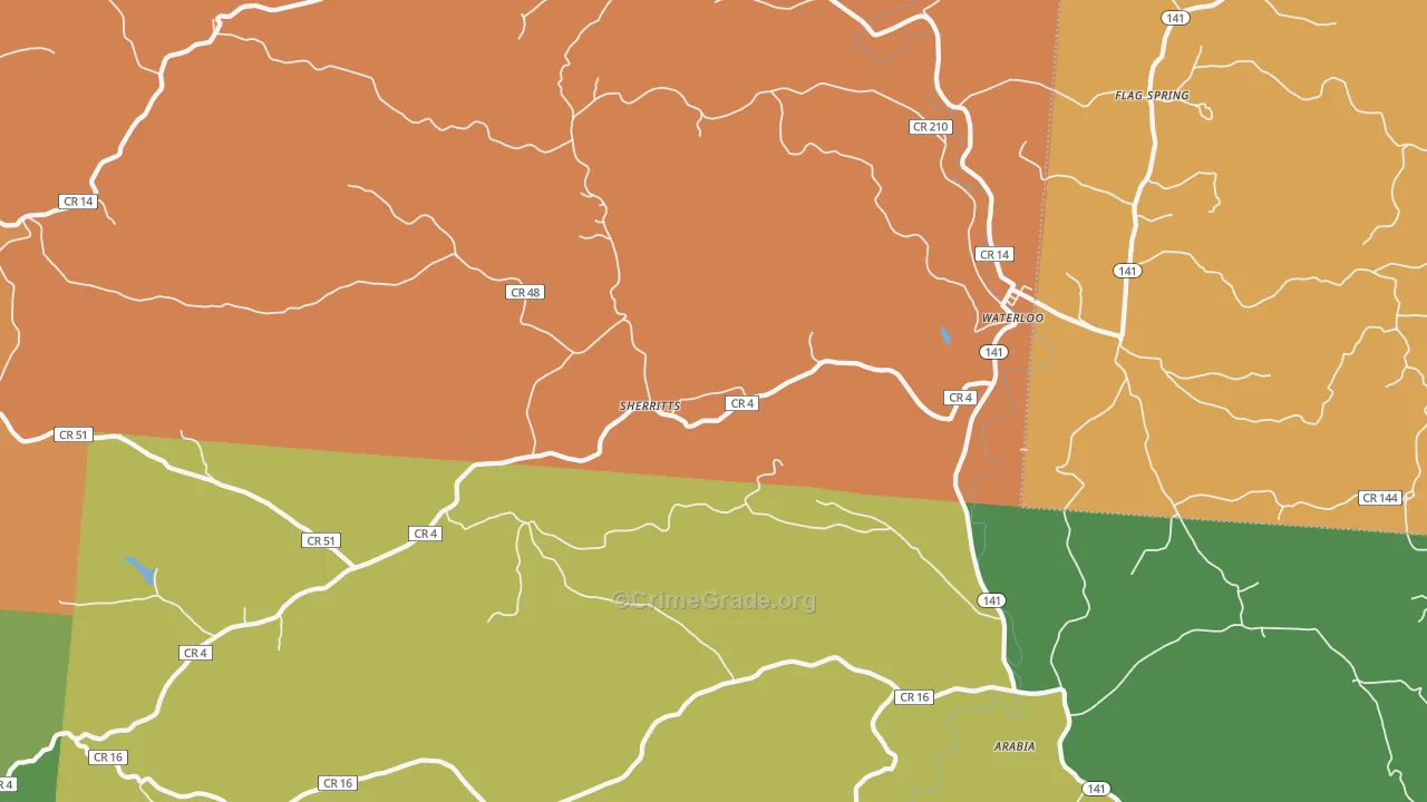 Waterloo, OH Map of Vandalism Rates
