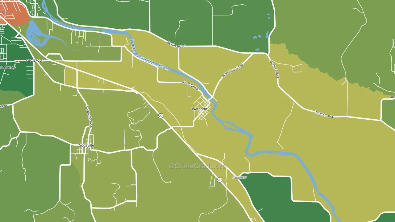 Waterloo, OR Map of Vandalism Rates