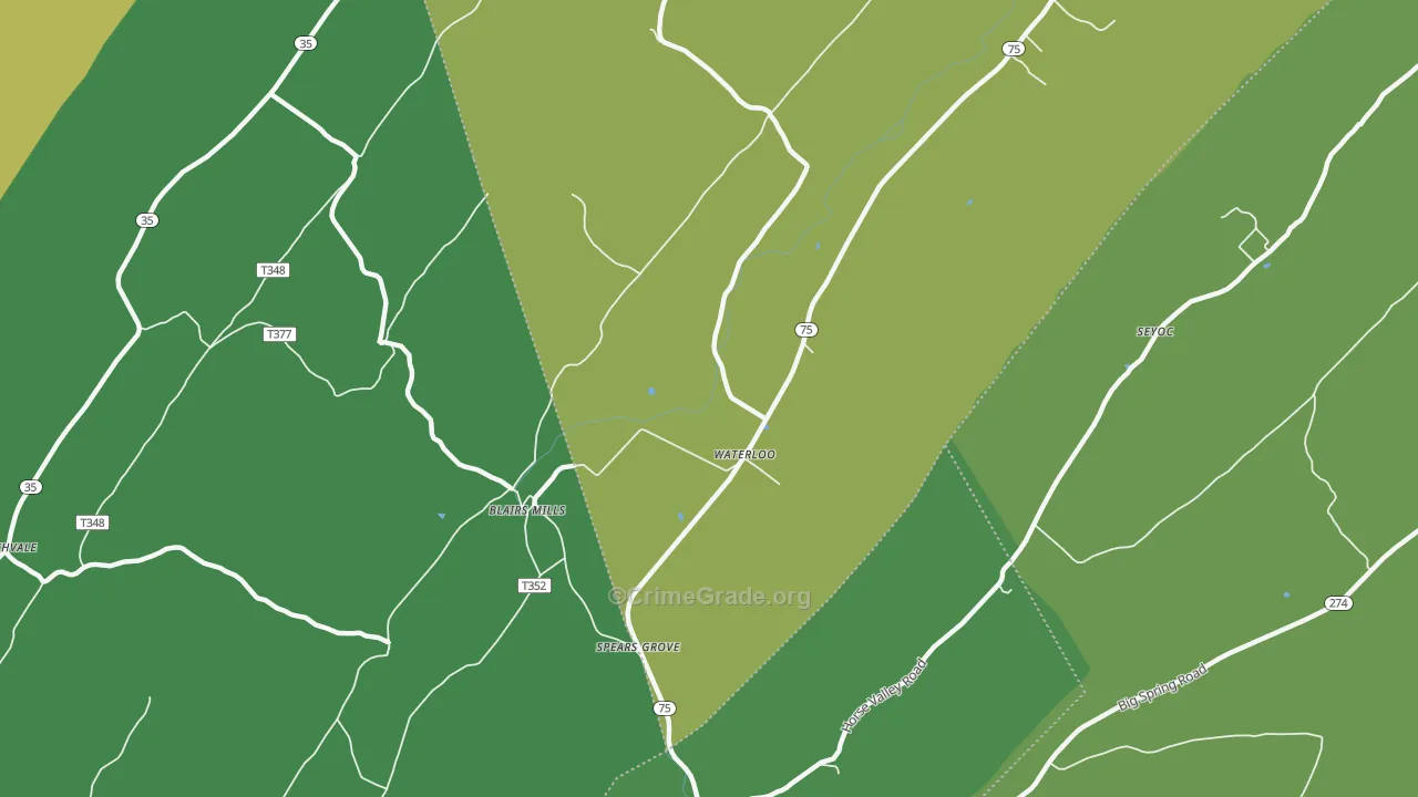 Waterloo, PA Map of Vandalism Rates