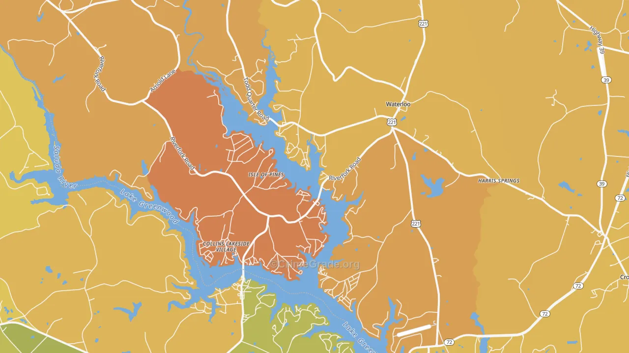 Waterloo, SC Map of Vandalism Rates