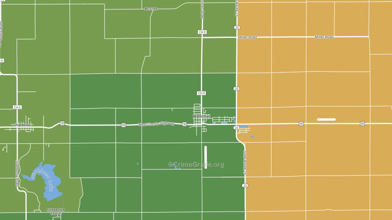 Waterman, IL Map of Vandalism Rates