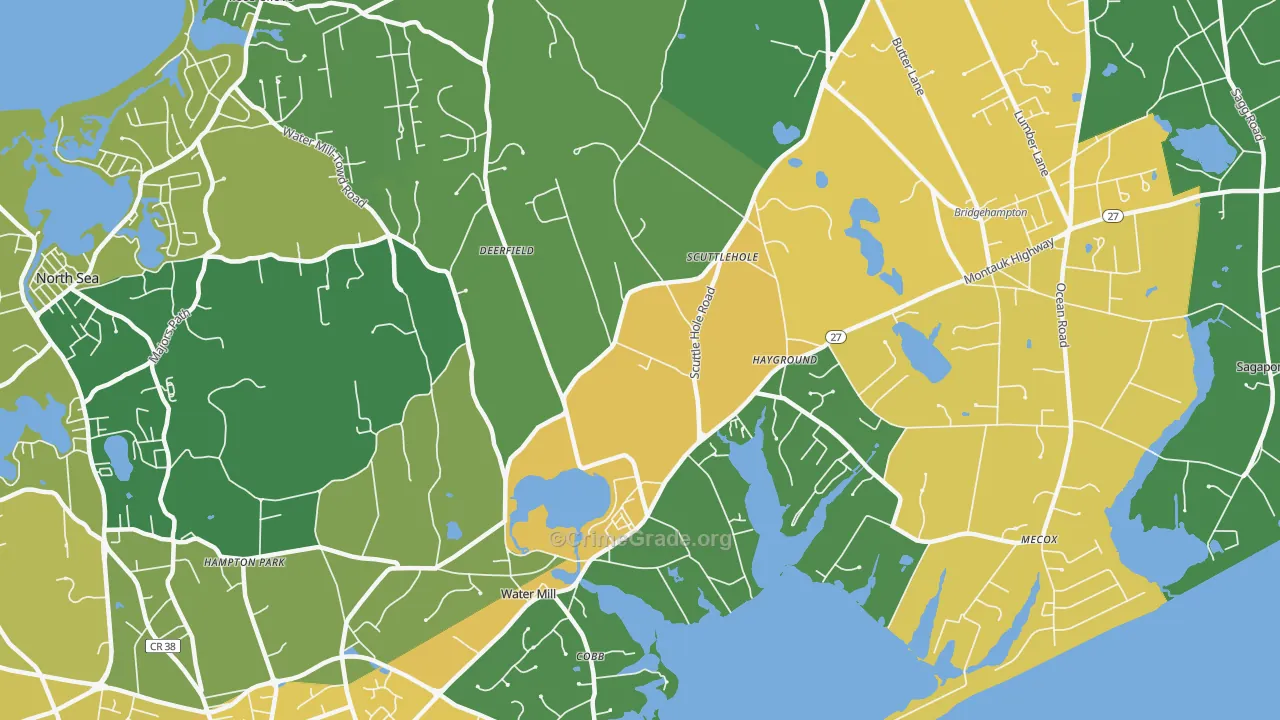 Watermill, NY Map of Vandalism Rates