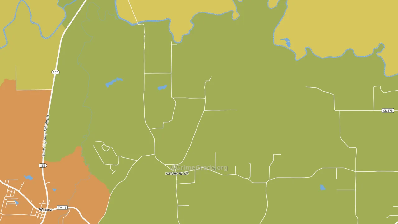 Waters Bluff, TX Map of Vandalism Rates