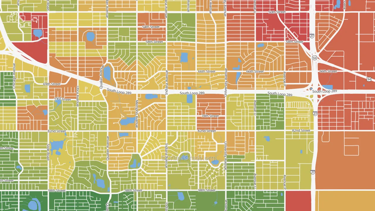 Waters, Lubbock, TX Map of Vandalism Rates
