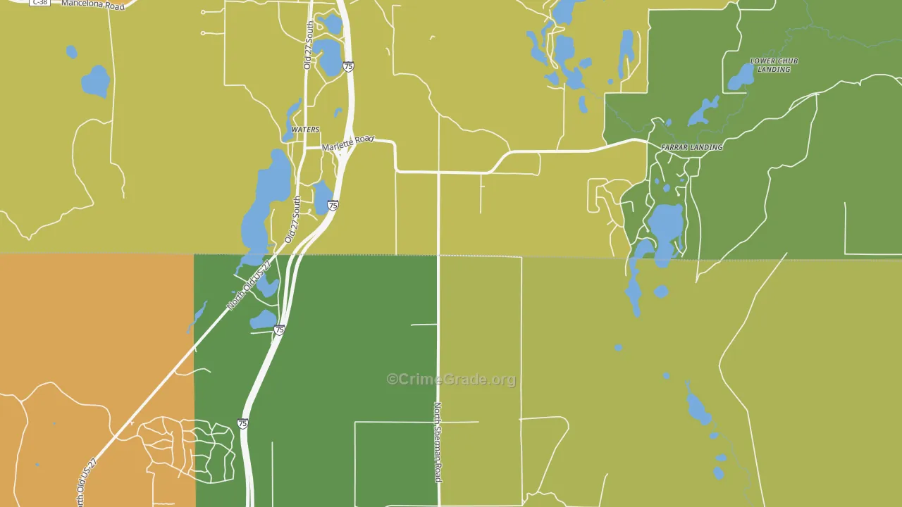 Waters, MI Map of Vandalism Rates