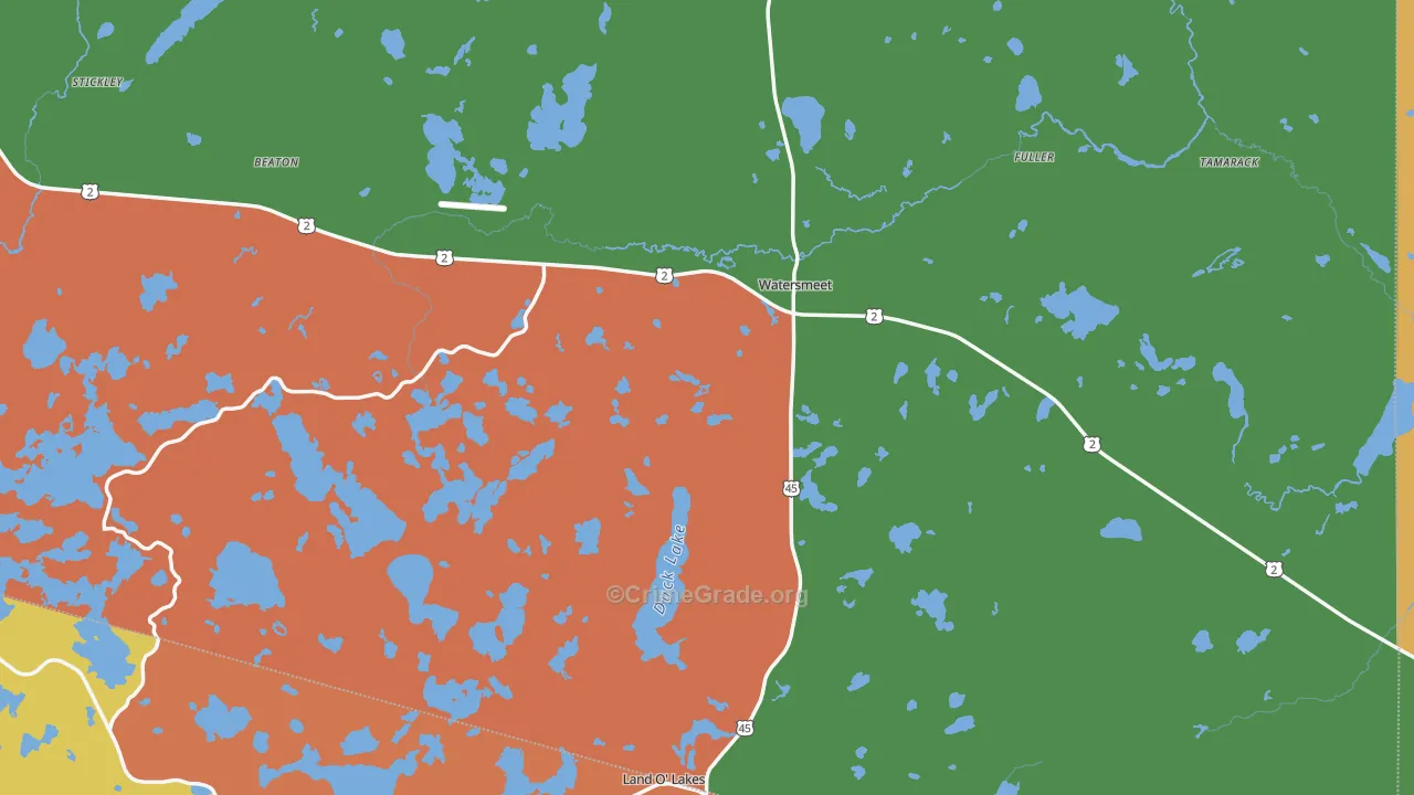 Watersmeet, MI Map of Vandalism Rates