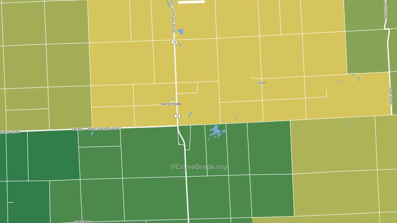 Watertown, MI Map of Vandalism Rates