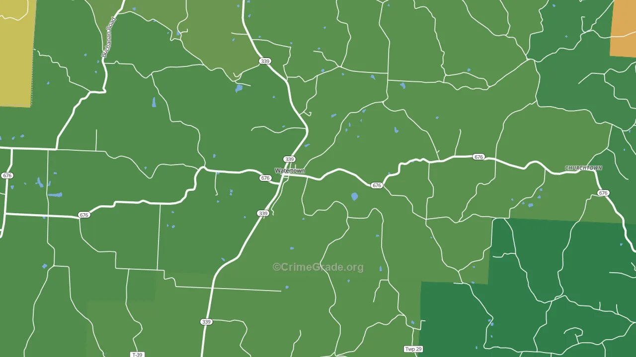 Watertown, OH Map of Vandalism Rates