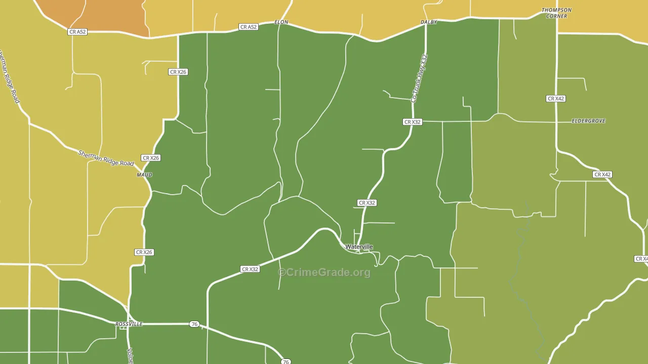 Waterville, IA Map of Vandalism Rates