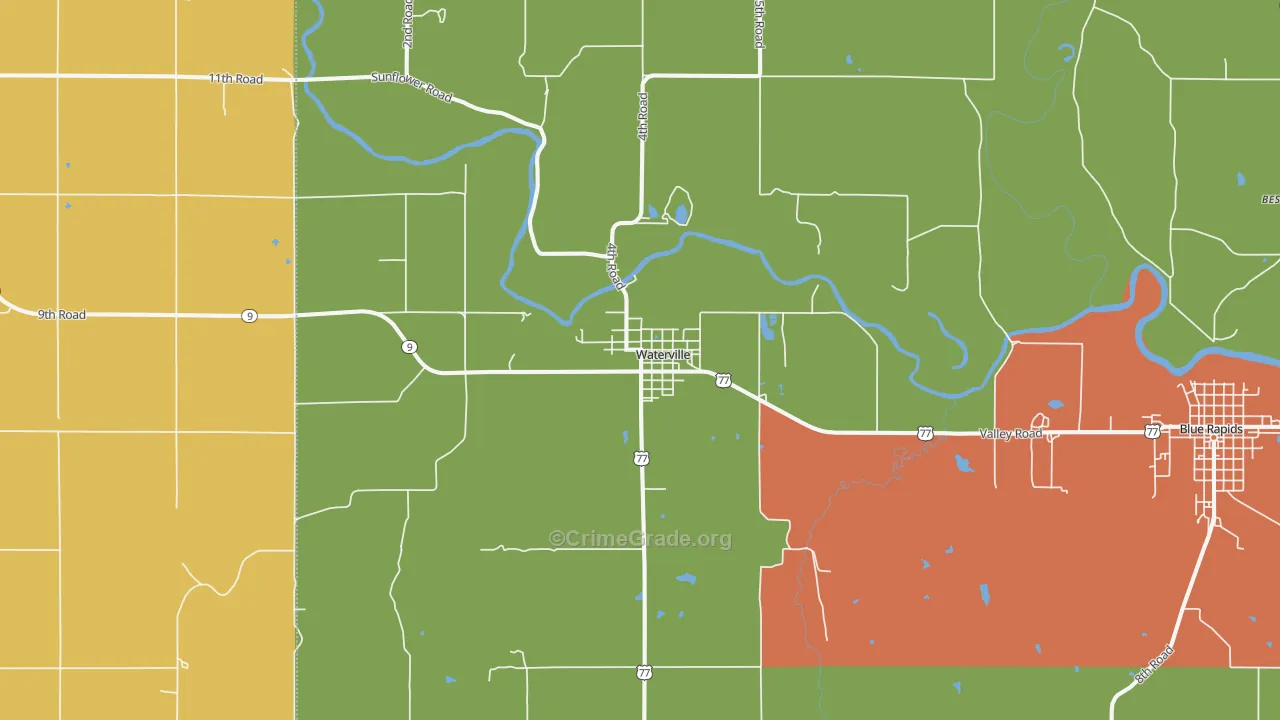 Waterville, KS Map of Vandalism Rates