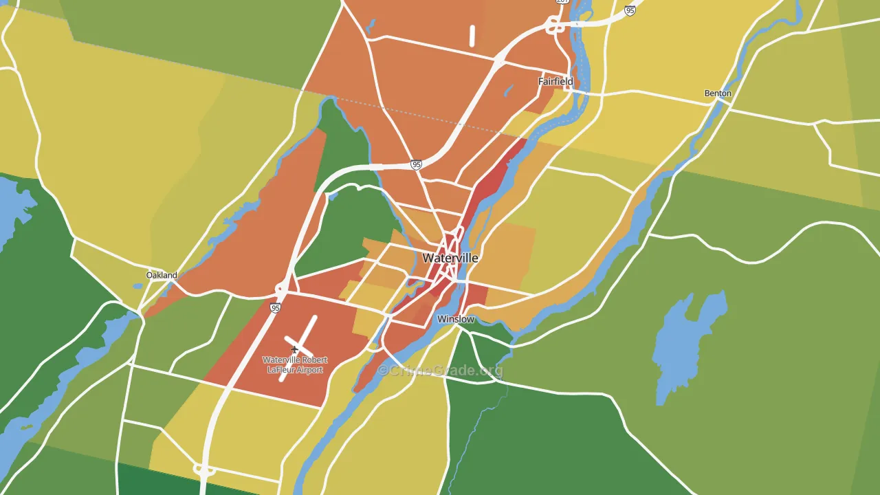 Waterville, ME Map of Vandalism Rates
