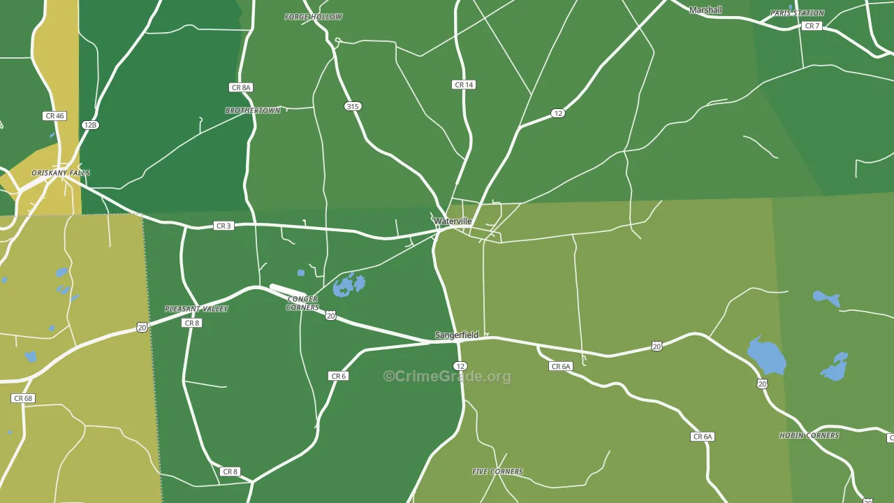 Waterville, NY Map of Vandalism Rates