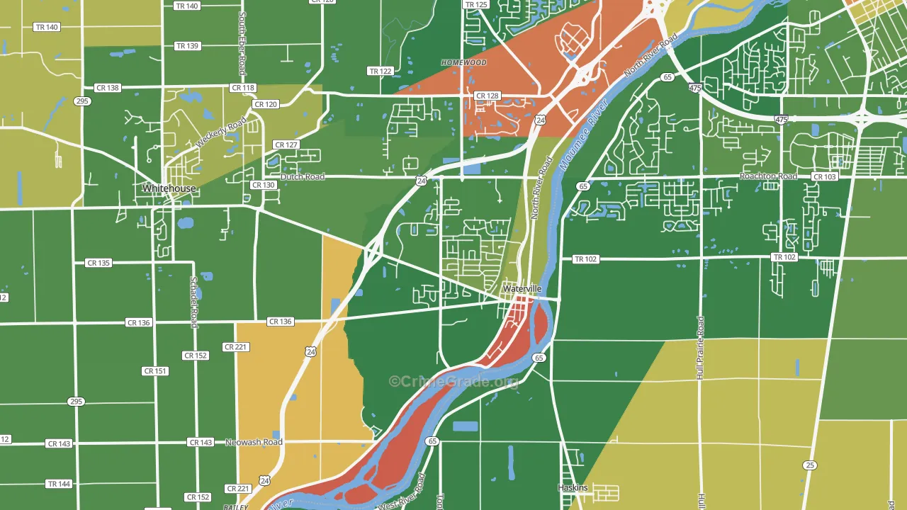 Waterville, OH Map of Vandalism Rates