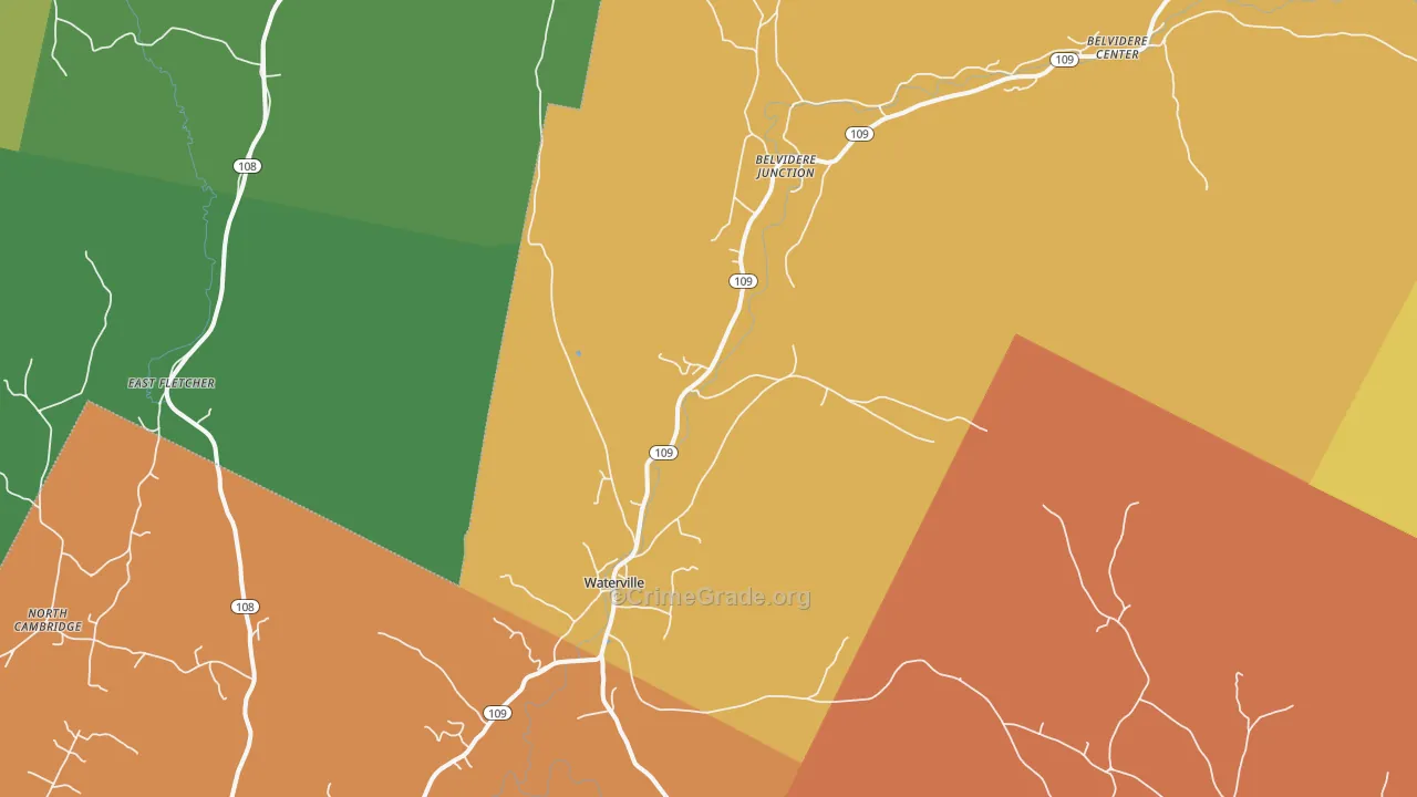 Waterville, VT Map of Vandalism Rates