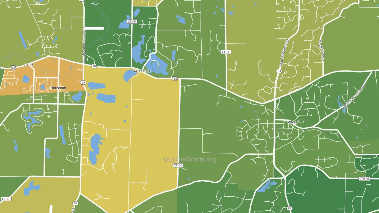 Waterville, WI Map of Vandalism Rates