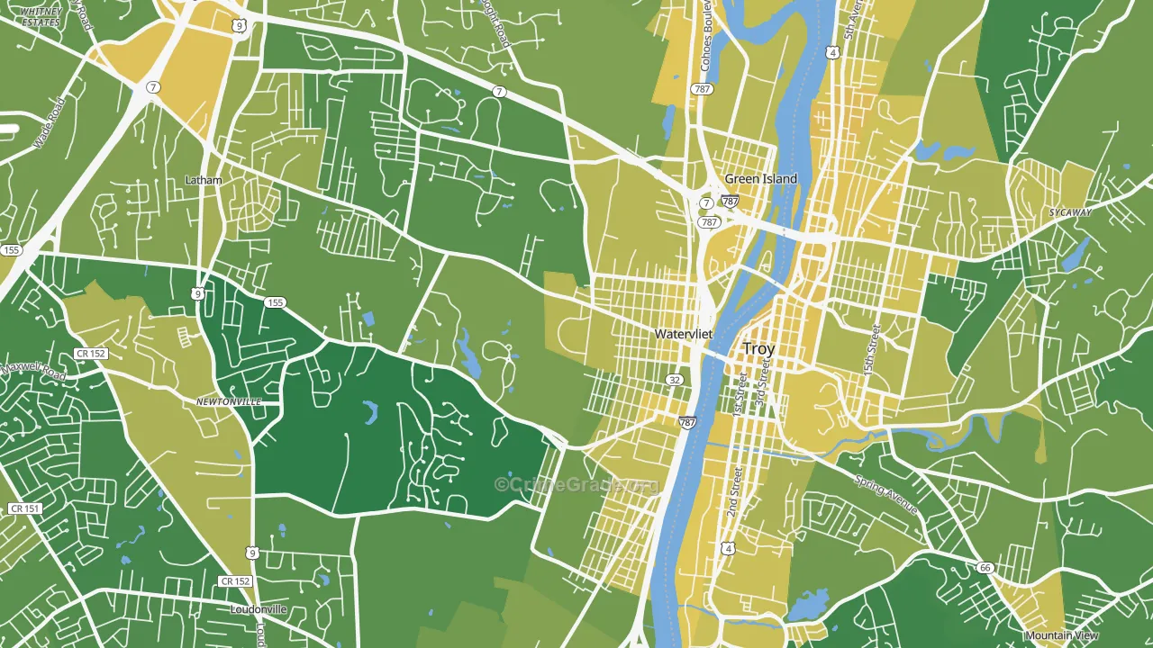 Watervliet, NY Map of Vandalism Rates
