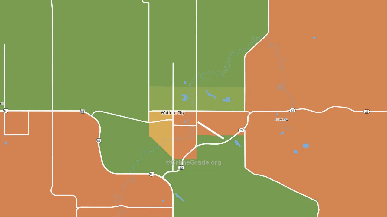 Watford City, ND Map of Vandalism Rates