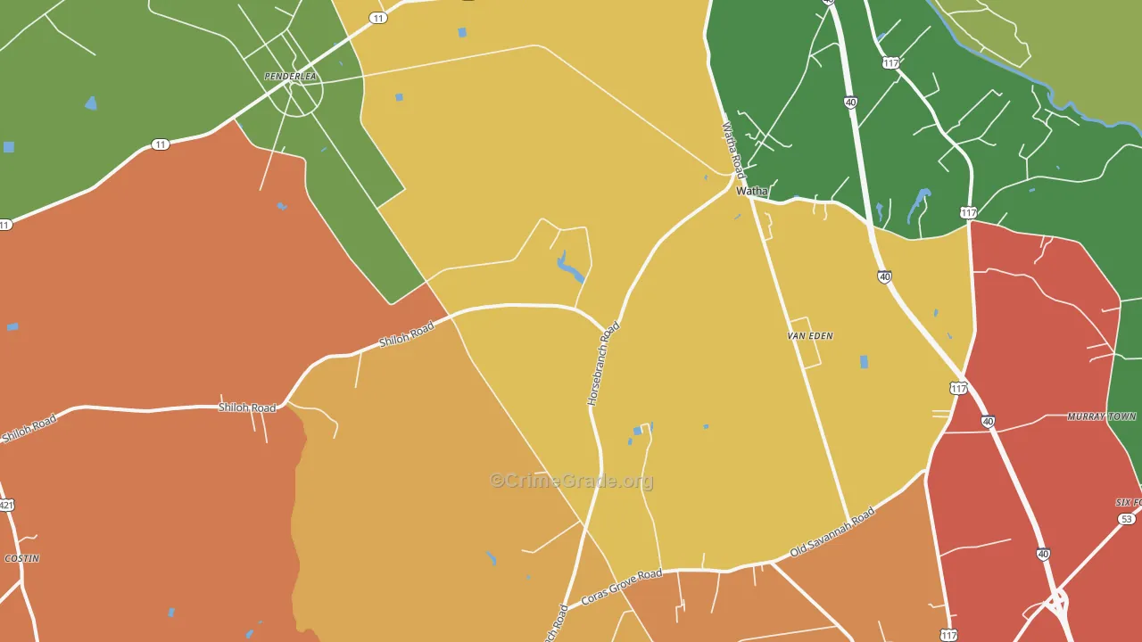 Watha, NC Map of Vandalism Rates