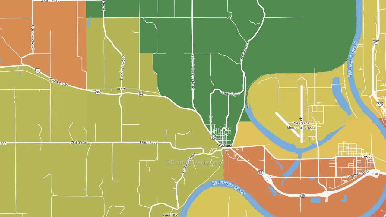 Wathena, KS Map of Vandalism Rates