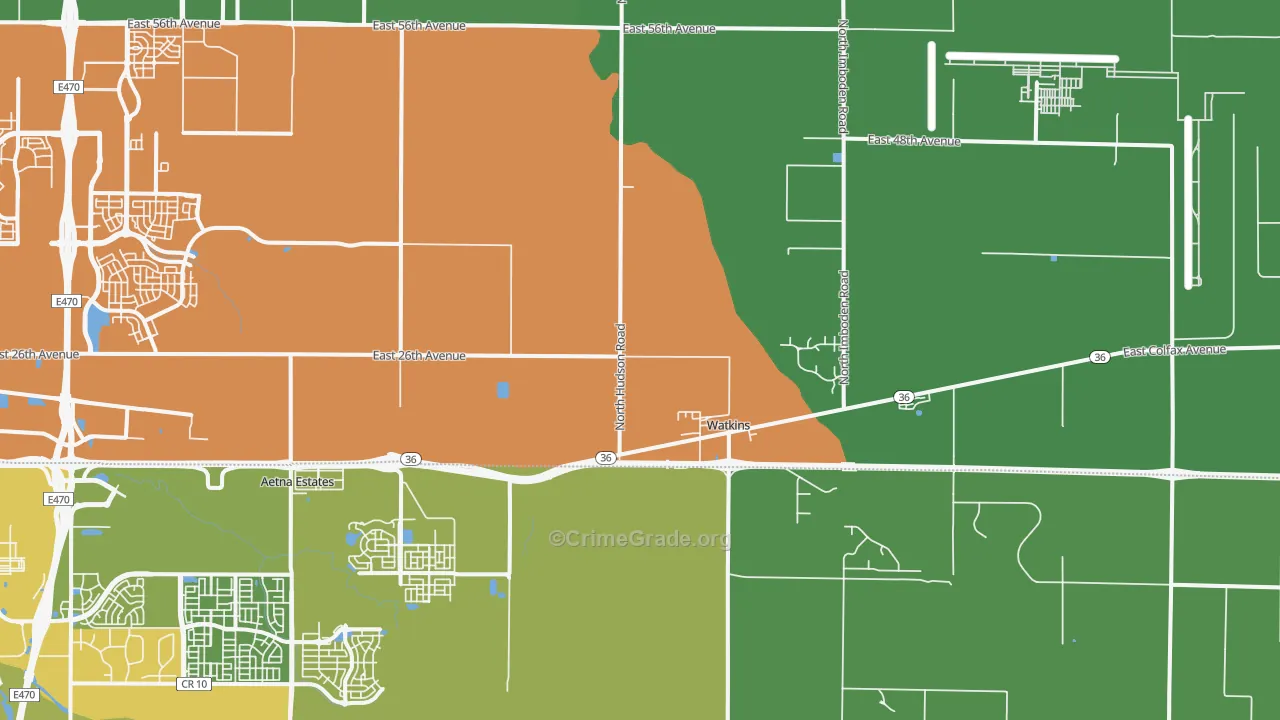 Watkins, CO Map of Vandalism Rates