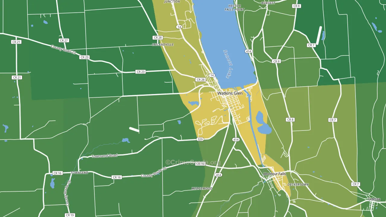 Watkins Glen, NY Map of Vandalism Rates