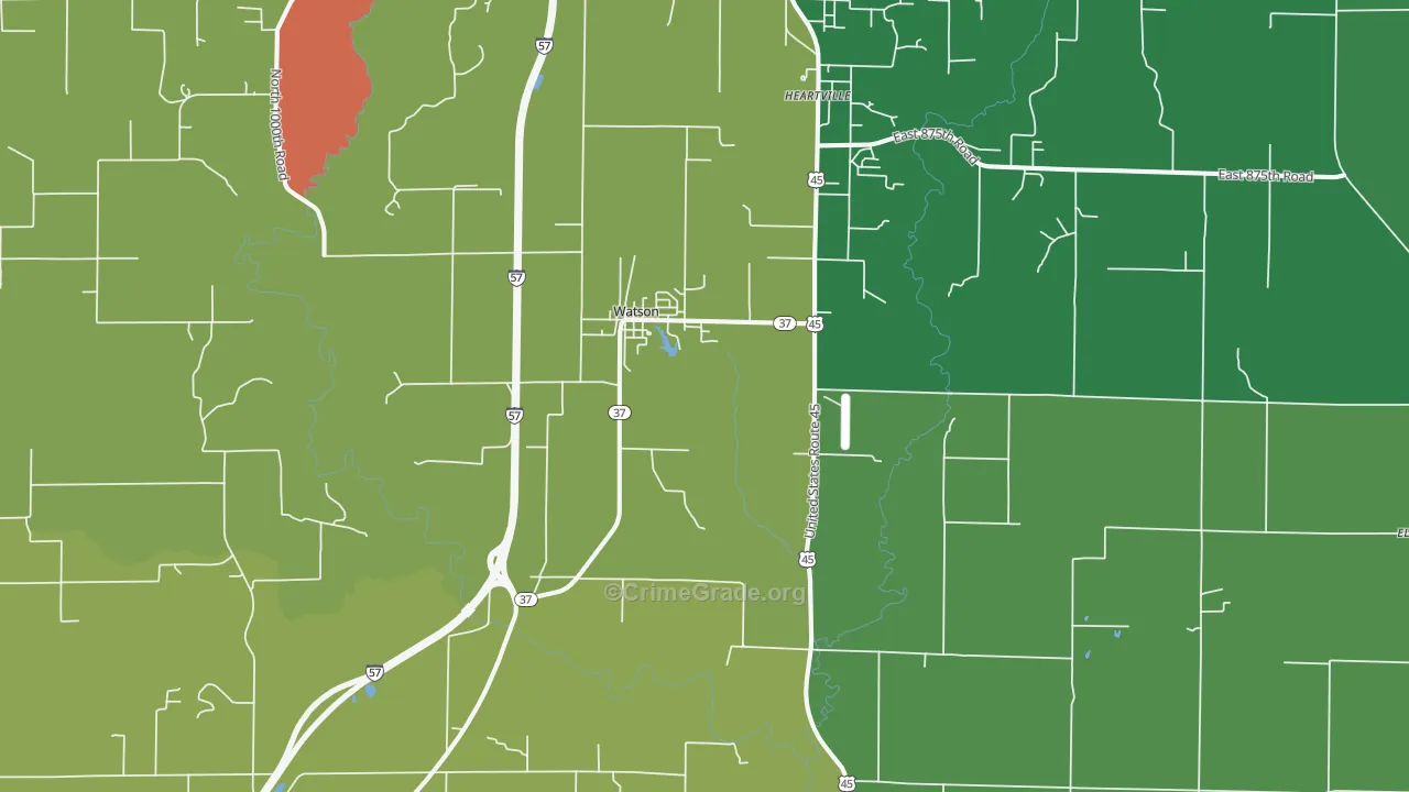 Watson, IL Map of Vandalism Rates