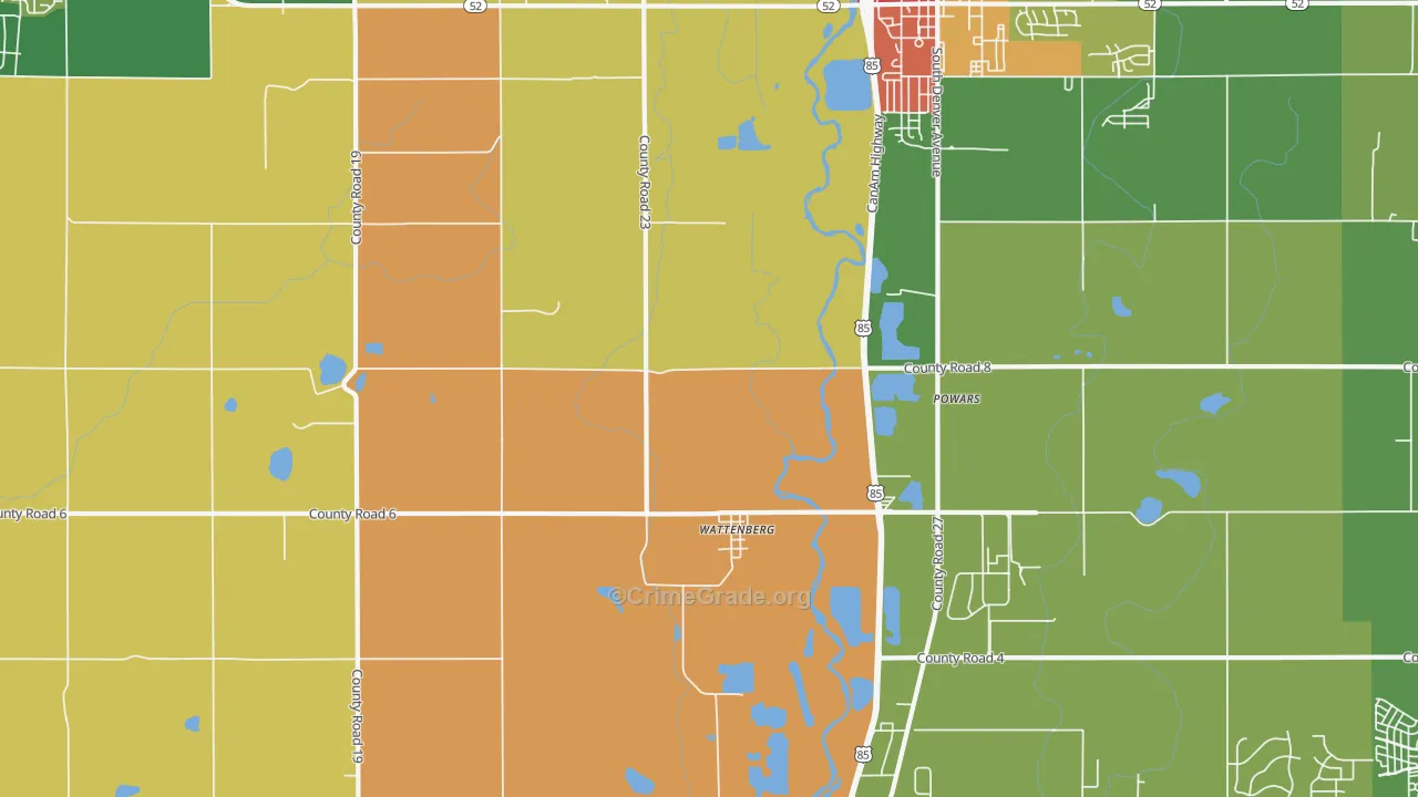 Wattenberg, CO Map of Vandalism Rates