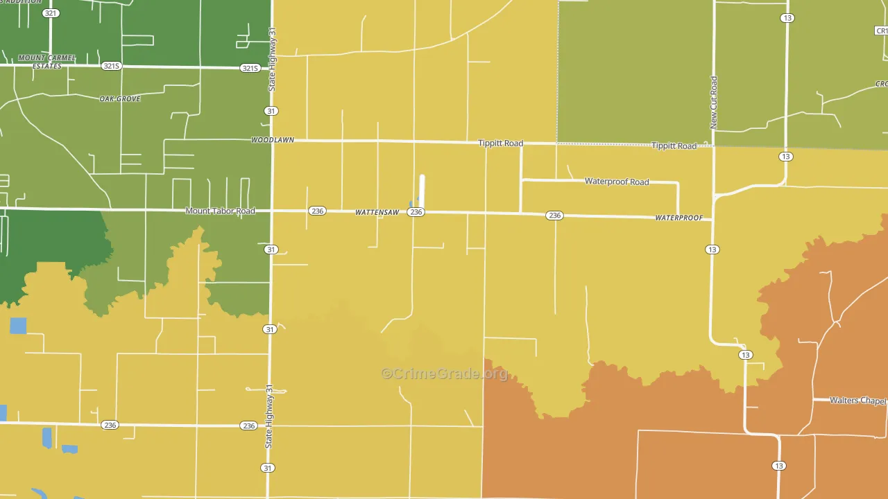 Wattensaw, AR Map of Vandalism Rates