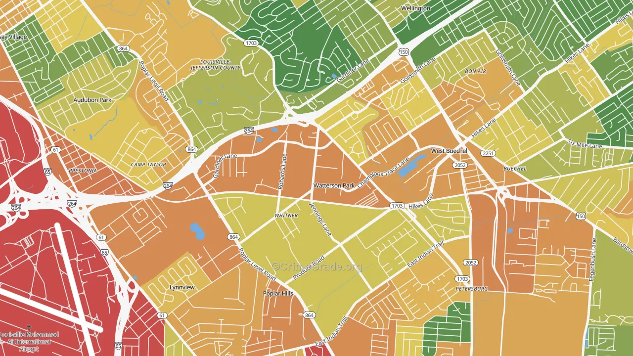 Watterson Park, KY Map of Vandalism Rates