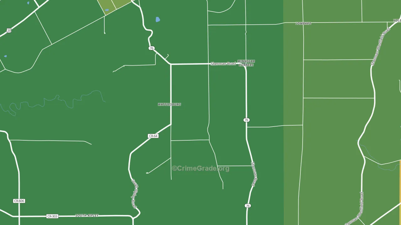 Wattlesburg, NY Map of Vandalism Rates