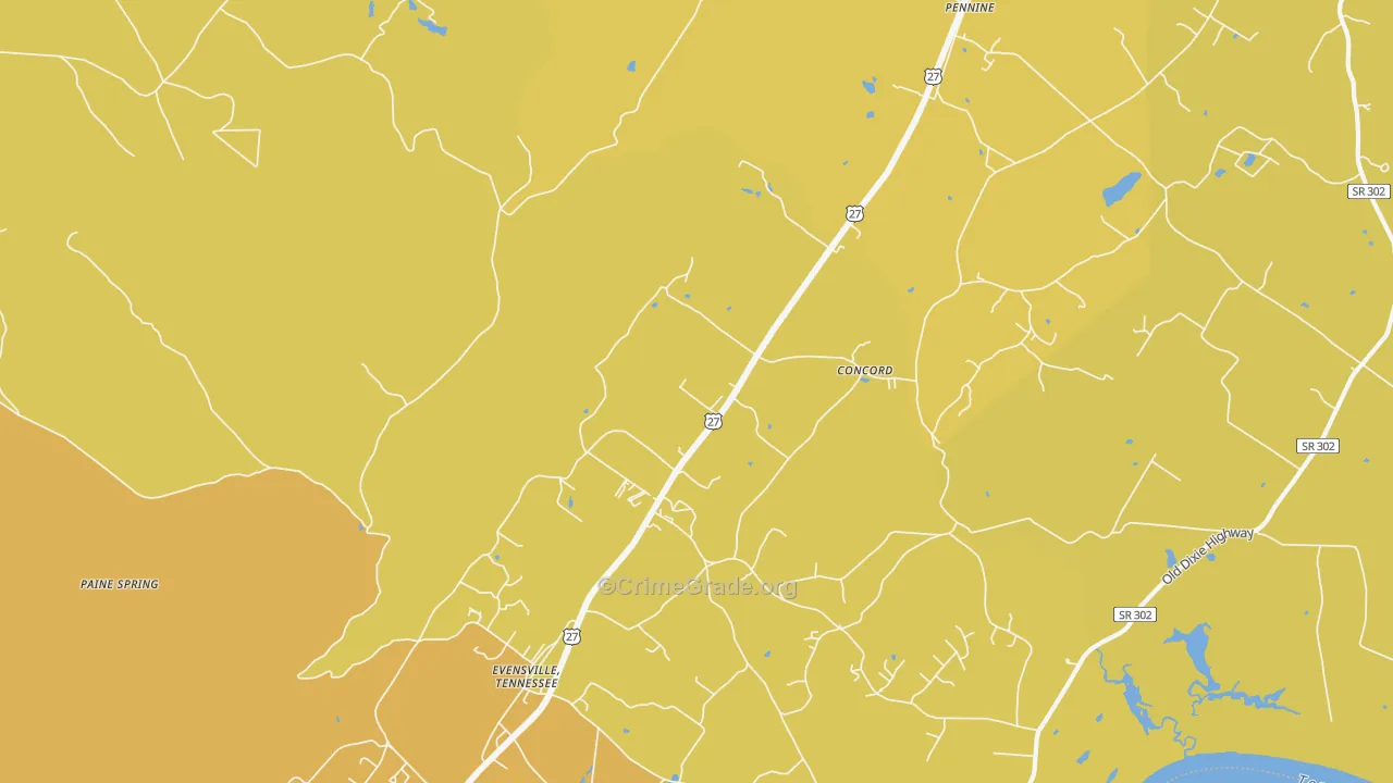 Watts Bar Dam, TN Map of Vandalism Rates