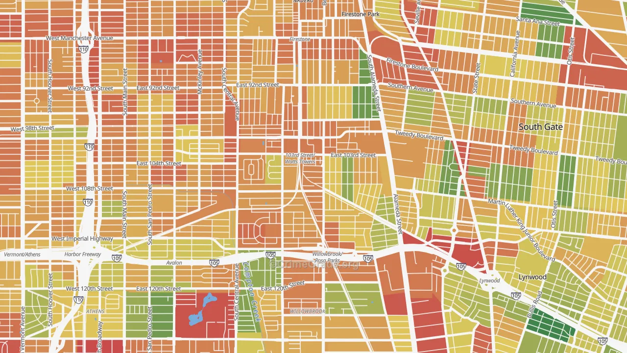 Watts, Los Angeles, CA Map of Vandalism Rates