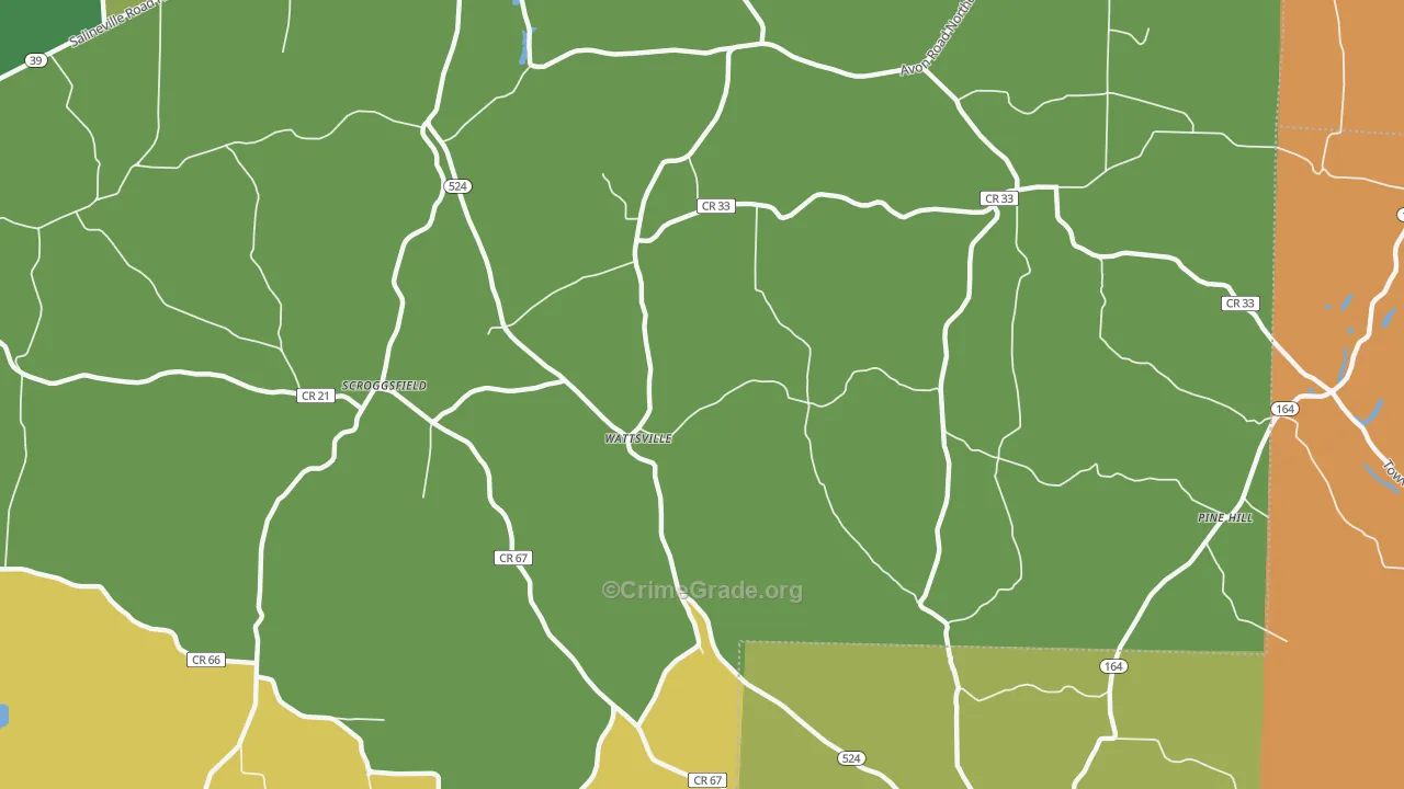 Wattsville, OH Map of Vandalism Rates