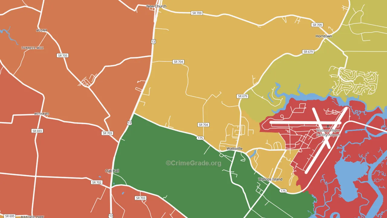 Wattsville, VA Map of Vandalism Rates
