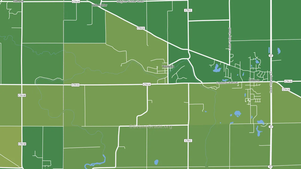 Waubeka, WI Map of Vandalism Rates