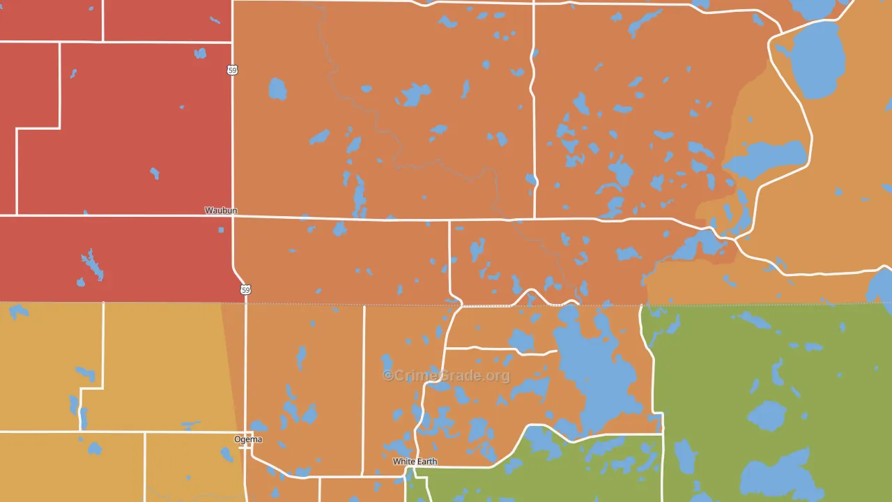 Waubun, MN Map of Vandalism Rates