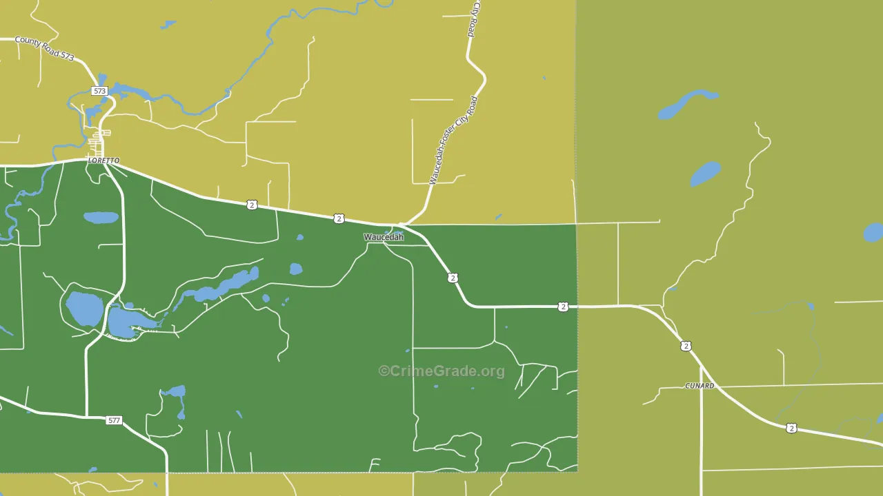 Waucedah, MI Map of Vandalism Rates