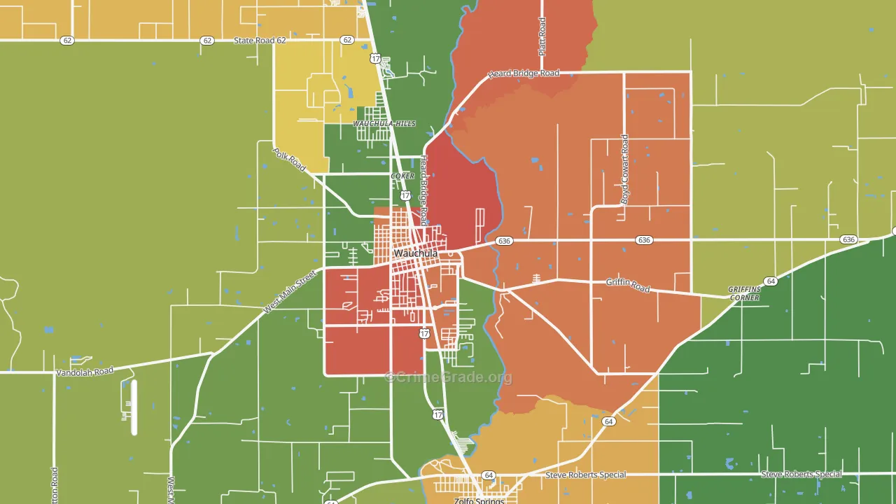 Wauchula, FL Map of Vandalism Rates