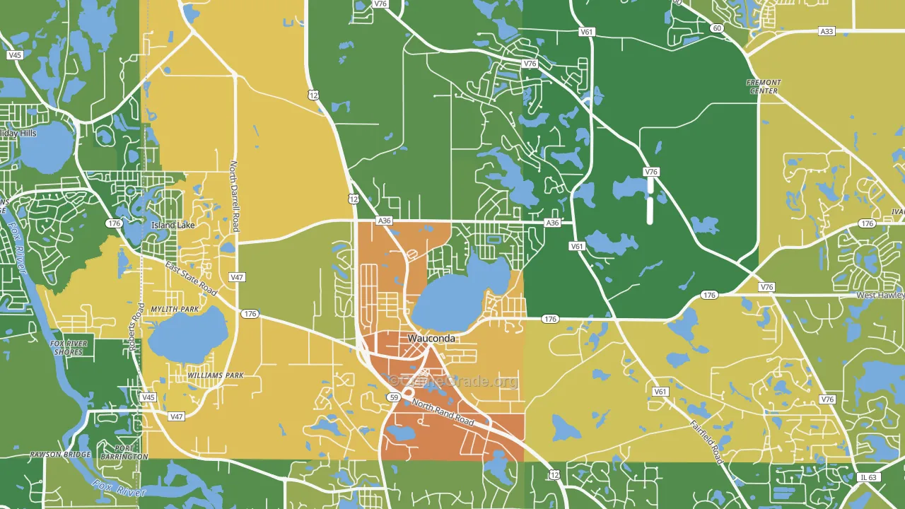 Wauconda, IL Map of Vandalism Rates