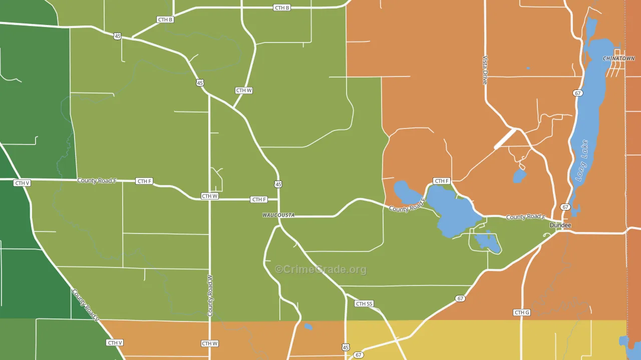Waucousta, WI Map of Vandalism Rates