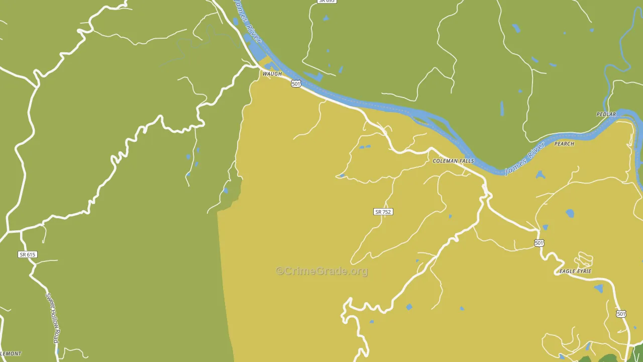 Waugh, VA Map of Vandalism Rates