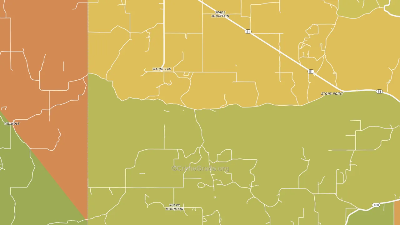 Wauhillau, OK Map of Vandalism Rates