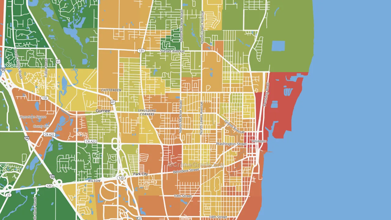 Waukegan, IL Map of Vandalism Rates