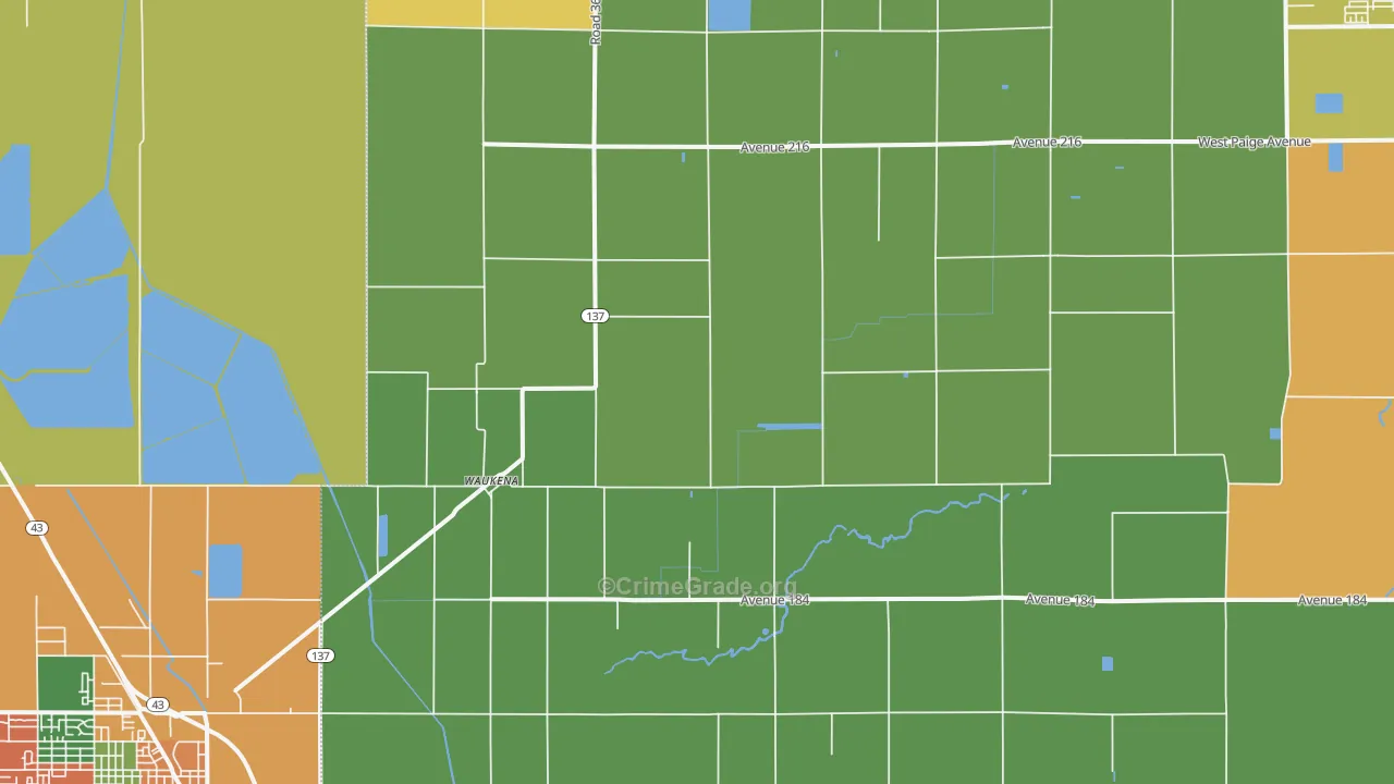 Waukena, CA Map of Vandalism Rates