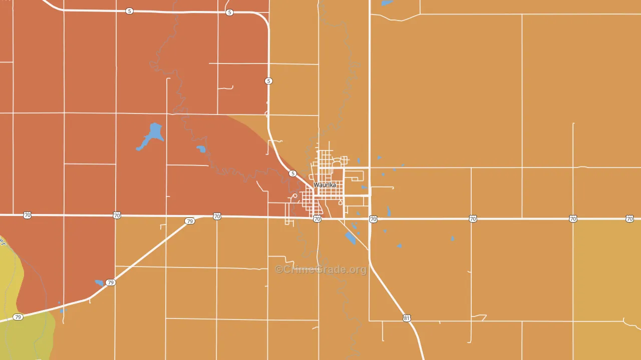 Waurika, OK Map of Vandalism Rates