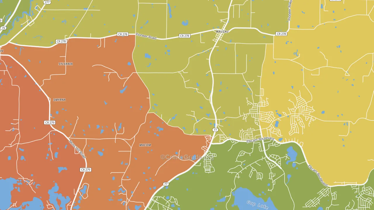 Wausau, FL Map of Vandalism Rates